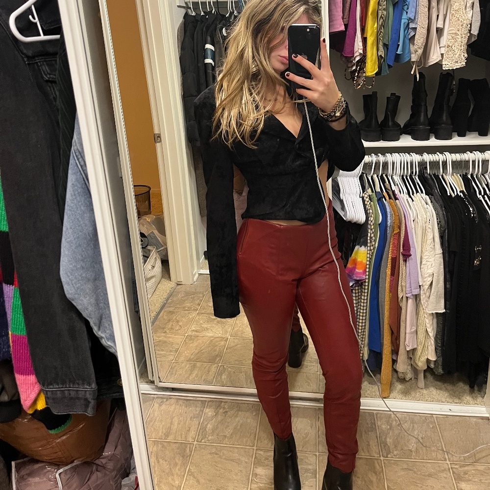 Leather faux pants